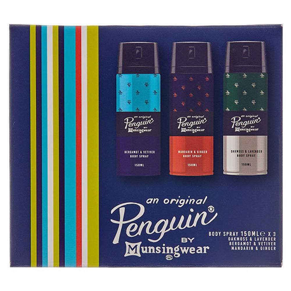 Original Penguin 3x 150ML Body Spray Set by Munsingwear