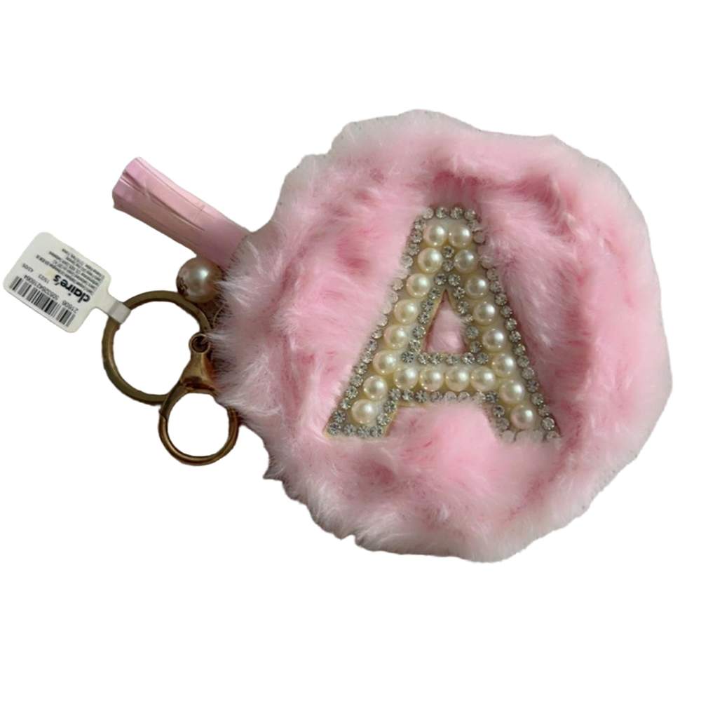 Pink Furry Pearl Initial Coin Purse Keyring – A Claires