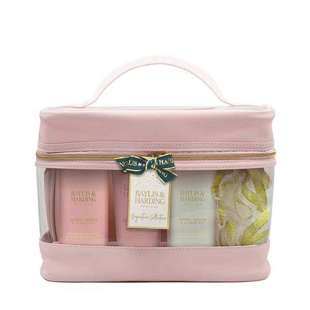 Signature Collection Jojoba Vanilla & Almond Oil Luxury Vanity Bag Set Baylis & Harding - Image 2