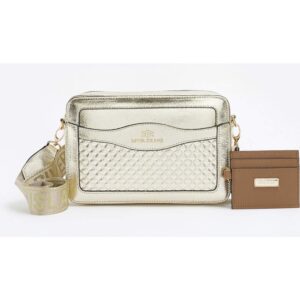 Gold Embossed Cross Body Bag with Cardholder River Island