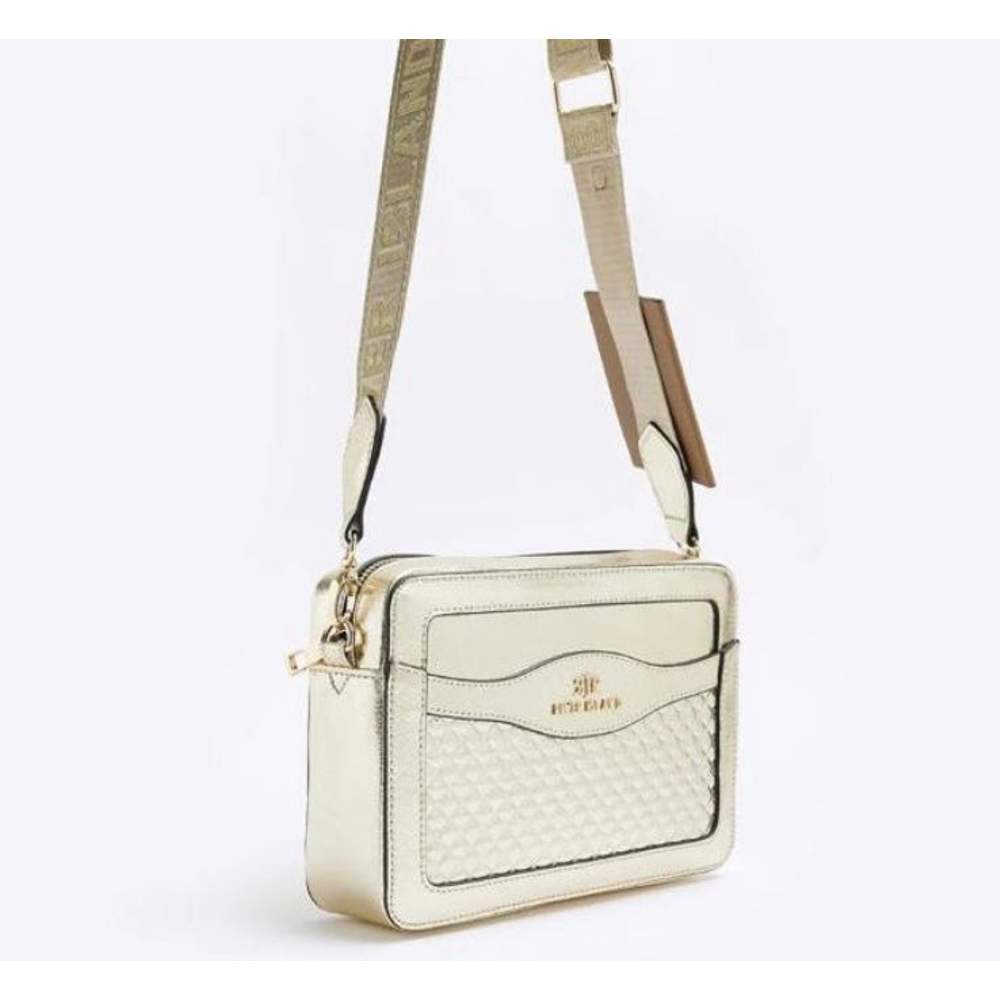 Gold Embossed Cross Body Bag with Cardholder River Island - Image 2