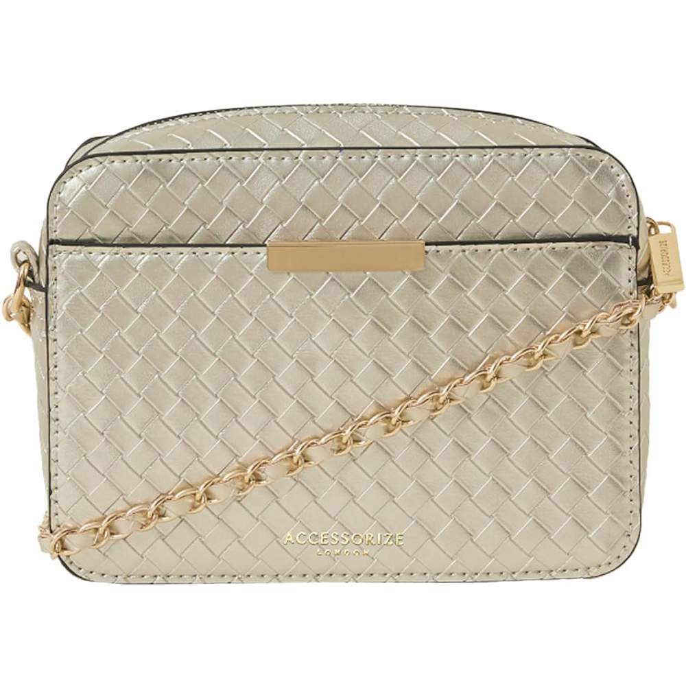 Gold Metallic Weave Cross Body Bag Accessorize