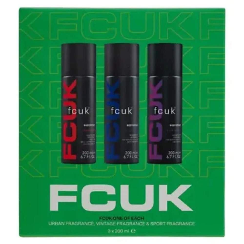 One Of Each Body Spray Trio Gift Set Mens FCUK