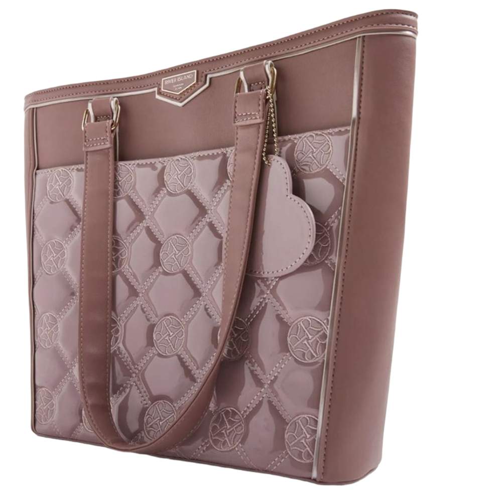 Patent Purple Monogram Tote Bag River Island