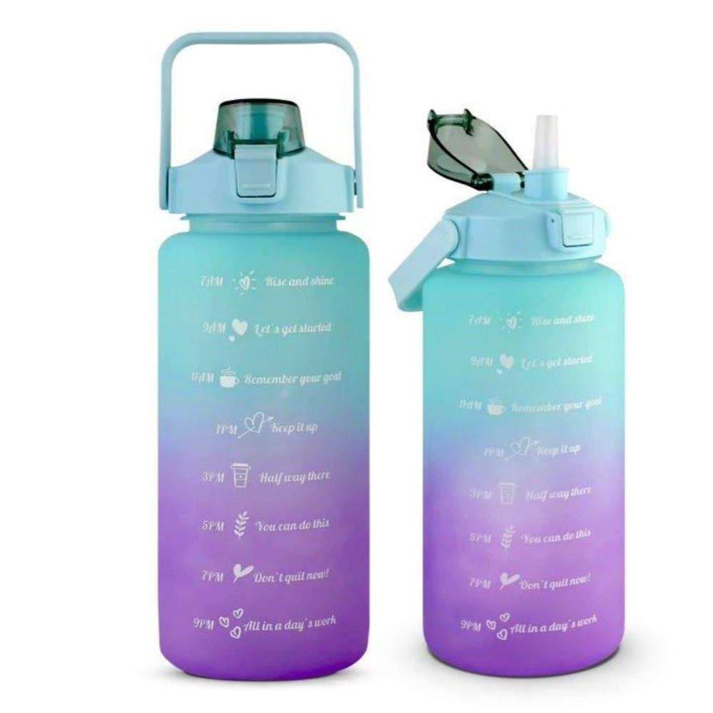 Sports Water Bottle with Straw 2L Gradient Design Blue & Purple
