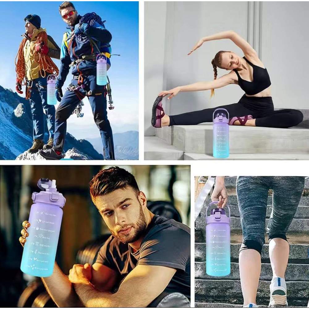 Sports Water Bottle with Straw 2L Gradient Design - Image 5