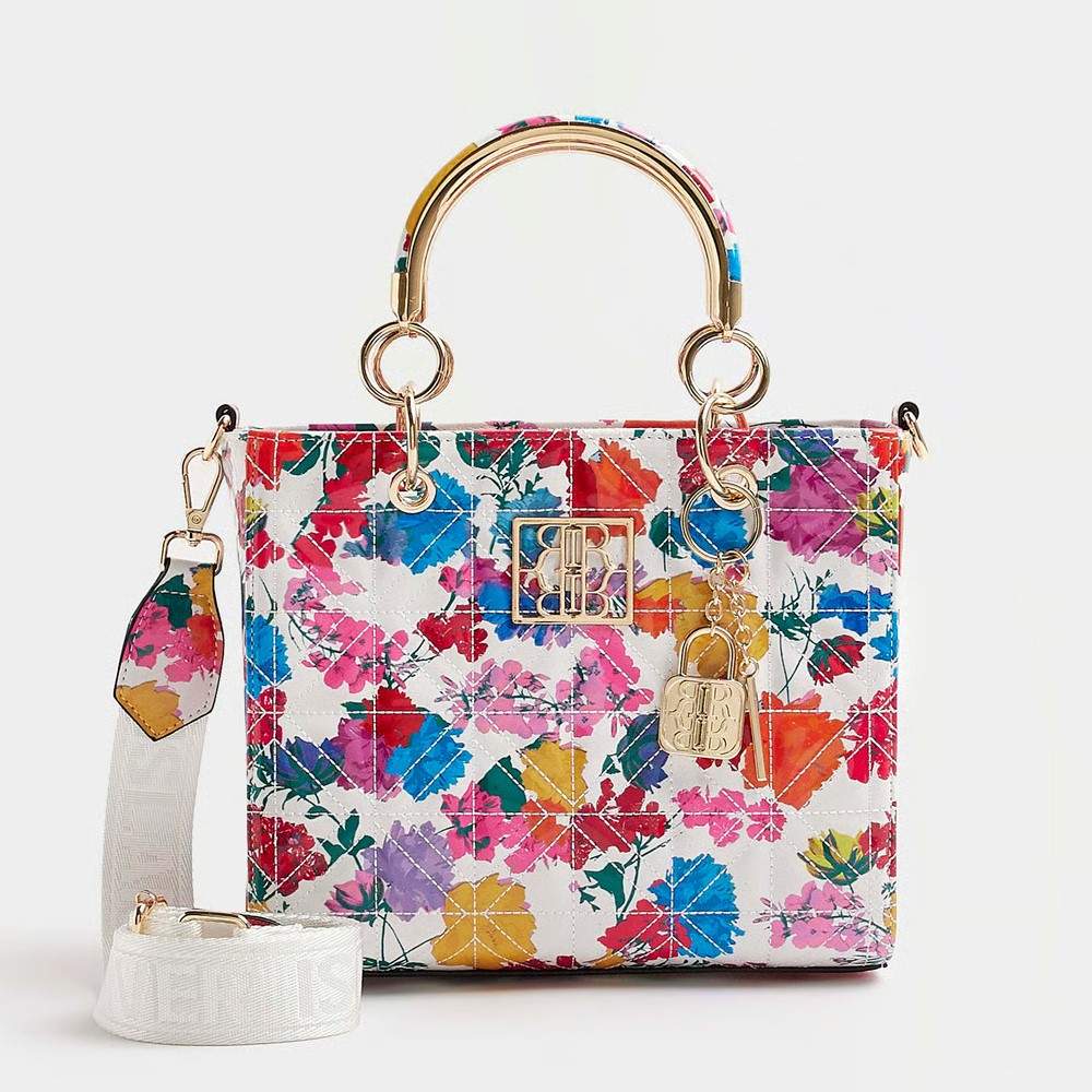 Tote Bag White Floral Quilted River Island
