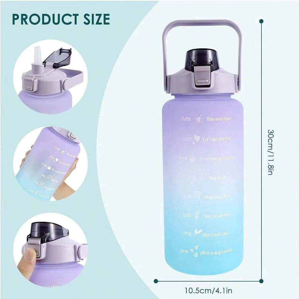 Sports Water Bottle with Straw 2L Gradient Design Purple & Blue - Image 3
